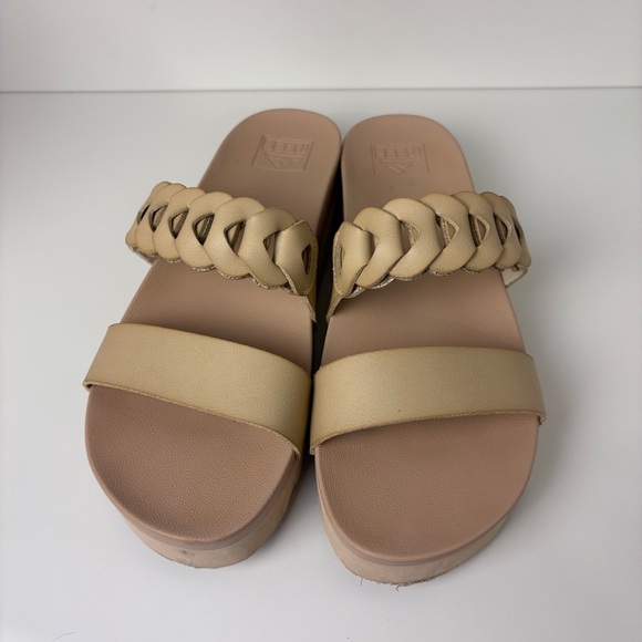 Reef Tan Woven Slip-On Platform Sandals - Picture 2 of 7